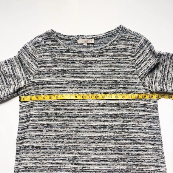 LOFT Space Dye Neutral Multicolor Striped Knit Sweater - Picture 8 of 8